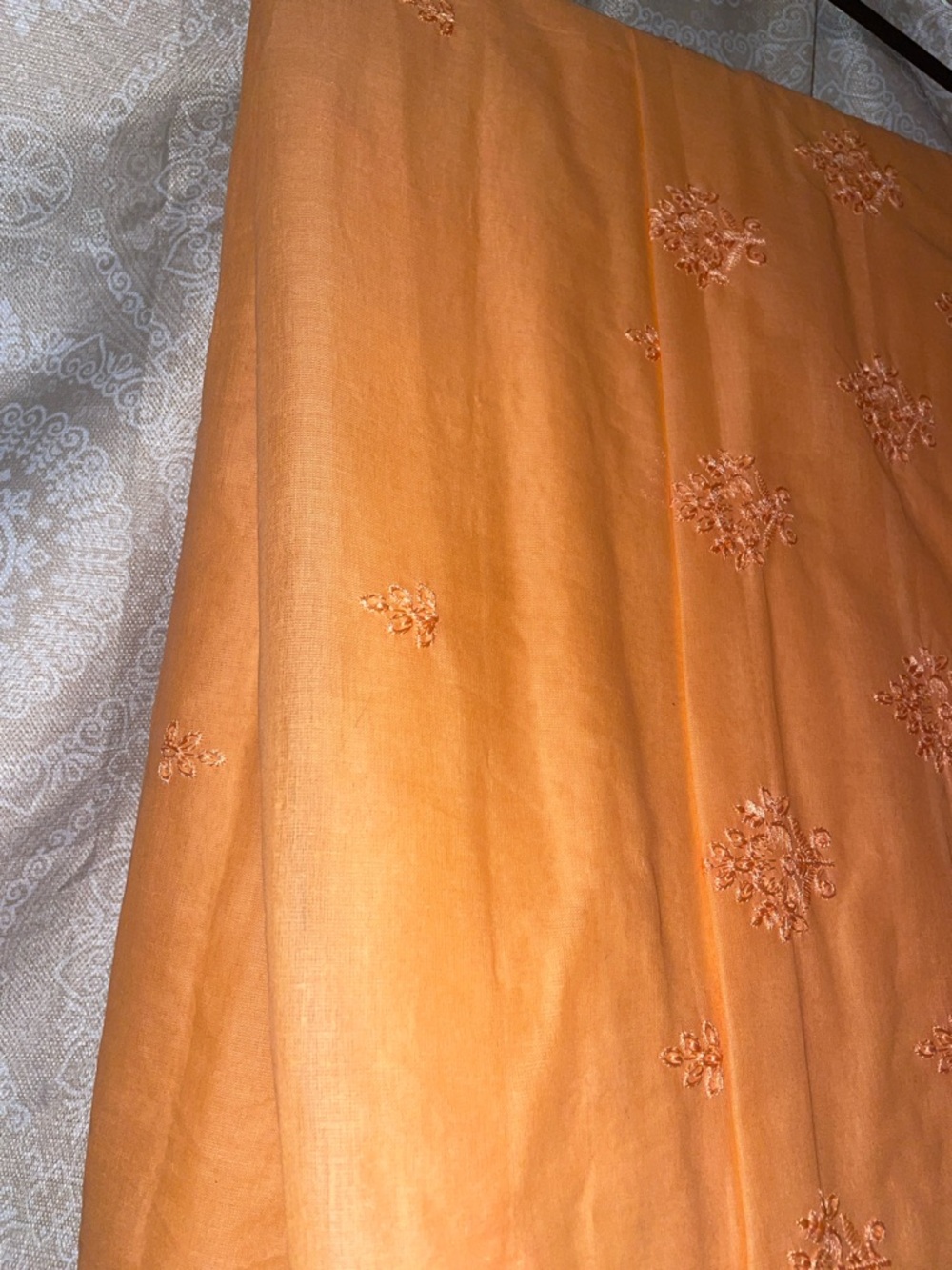 Peach Orange Cotton Saree silk trim - Picture 6 of 6